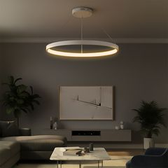 kelvo® NEMESIS KLV-101-0215 Κρεμαστό Φωτιστικό Οροφής LED 75W 7500lm 180° AC 220-240V IP20 Ρυθμιζόμενο Λευκό CCT με Χειριστήριο από 2700K έως 6000K Dimmable - Lumileds SMD Chip - Λευκό Ματ - Μ100 x Π1