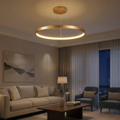 kelvo® NEMESIS KLV-101-0216 Κρεμαστό Φωτιστικό Οροφής LED 75W 7500lm 180° AC 220-240V IP20 Ρυθμιζόμενο Λευκό CCT με Χειριστήριο από 2700K έως 6000K Dimmable - Lumileds SMD Chip - Χρυσό Πλατίνα - Μ100