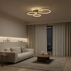 kelvo® VENOM KLV-101-0186 Φωτιστικό Οροφής LED 100W 10000lm 360° AC 220-240V IP20 Ρυθμιζόμενο Λευκό CCT με Χειριστήριο από 2700K έως 6000K Dimmable - Lumileds SMD Chip - Χρυσό Πλατίνα - Μ70 x Π40 x Υ1