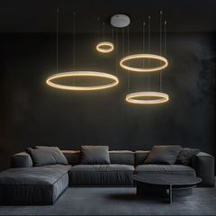 kelvo® VENOM KLV-101-0203 Κρεμαστό Φωτιστικό Οροφής LED 150W 15000lm 120° AC 220-240V IP20 Ρυθμιζόμενο Λευκό CCT με Χειριστήριο από 2700K έως 6000K Dimmable - Lumileds SMD Chip - Λευκό Ματ - Μ150 x Π9