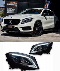 ΦΑΝΑΡΙΑ ΕΜΠΡΟΣ LED Headlights Mercedes-Benz GLA X156 14-17 Upgrade to Facelift Design Black Full Led DRL