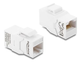 DELOCK Keystone module RJ45 90991, θηλυκό σε θηλυκό, Cat 6A UTP, λευκό