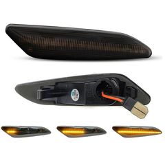 Πλαϊνά Φλας Φτερού Για Alfa Romeo 147 05-10 156 97-03 Fiat Tipo 15+ Smoke Led Dynamic 2 Τεμάχια