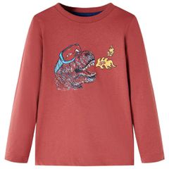 vidaXL Μπλουζάκι Παιδικό Μακρυμάνικο Χρώμα Burnt Red 116
