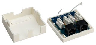 GOOBAY επιτοίχια πρίζα δικτύου 77633, 2 θύρες RJ45, CAT 6 UTP, λευκή-thumb-1