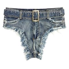 Denim Raw Hem Ripped Hot Pants-thumb-2