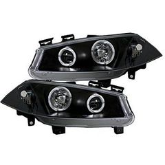 Φανάρια εμπρός Renault Megane (2002-2005) angel eyes, μαύρα , με λάμπες (Η1) - σετ 2τμχ.