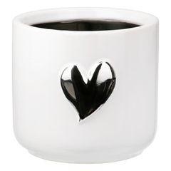 Planter Heart Motif Κεραμικό Λευκό D8X9Cm D8X9Cm