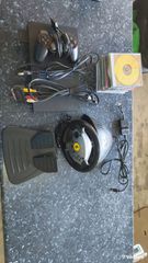 Sony PlayStation 2 μεταχειρισμένο με τιμονιέρα Thrustmaster και 17 παιχνίδια