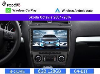 Skoda Octavia (2004-2014) Android Car Radio 10.1" 6+128GB Ασύρματο CarPlay & Aσύρματο Android Auto GPS  WiFi DSP