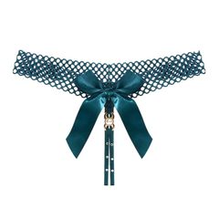 Women Sexy Open Bow Thong Green