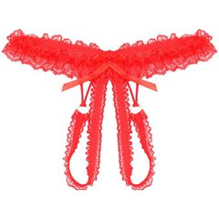 Women Sexy Lace Red Thong os