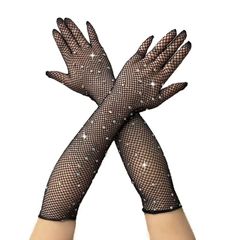 Sexy Black Mesh Elbow-Length Gloves-thumb-1