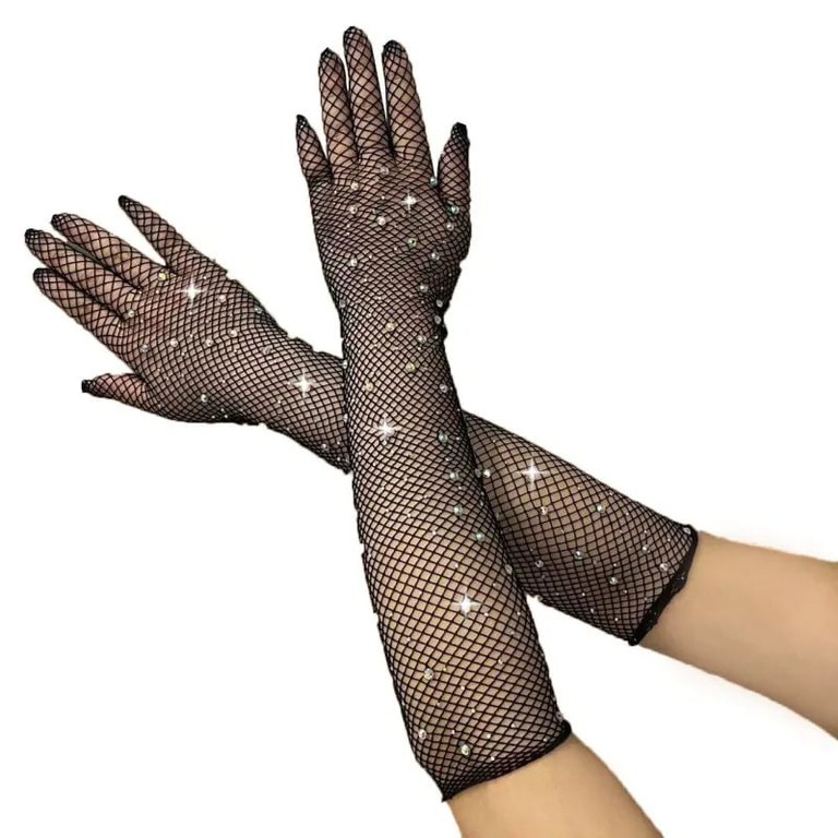 Sexy Black Mesh Elbow-Length Gloves