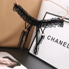 Women Sexy Lace Black Thong os