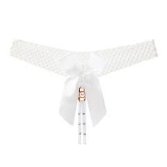 Women Sexy Open Bow Thong White