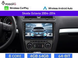 Skoda Octavia (2004-2014) Android Car Radio 10.1" 4+64GB Ασύρματο CarPlay & Aσύρματο Android Auto GPS WiFi DSP