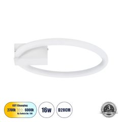 Φωτιστικό Οροφής Δαχτυλίδι-Κύκλος LED CINDERELLA CCT 16W 1792lm 360° AC 220-240V - Εναλλαγή Φωτισμού μέσω Διακόπτη On/Off All In One - Λευκό