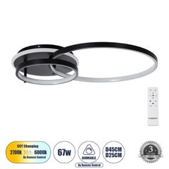 Φωτιστικό Οροφής Δαχτυλίδι-Κύκλος LED NEMESIS CCT 67W 7573lm 360° AC 220-240V - Εναλλαγή Φωτισμού μέσω Τηλεχειριστηρίου All In One - Μαύρο
