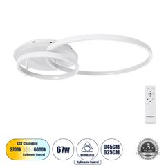 Φωτιστικό Οροφής Δαχτυλίδι-Κύκλος LED NEMESIS CCT 67W 7573lm 360° AC 220-240V - Εναλλαγή Φωτισμού μέσω Τηλεχειριστηρίου All In One - Λευκό
