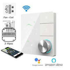 Smart Wifi ψηφικός θερμοστάτης χωνευτός EGER BAC-18ALW W για 2-σωλήνιο σύστημα Fan-Coil 3-βαθμίδων λευκό Tuya Smart & Smart Life