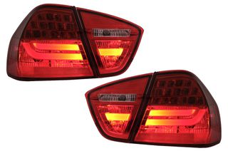 Πίσω Φώτα Led Κατάλληλα Για Bmw Σειρά 3 E90 (2005-2008) Μπάρα Φωτισμού Led Lci Design Κόκκινο Διαφανές