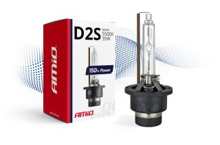 Amio - Λάμπα Xenon D2S 5500K 35W 12V 150% Power για αντικατάσταση εργοστασιακών και aftermarket xenon με έως 50% περισσότερο φως και καθαρή δέσμη - 1 Τεμ. (01973/AM)