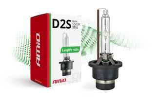 Amio - Λάμπα Xenon D2S 5500K 35W 12V LongLife +60% για αντικατάσταση εργοστασιακών και aftermarket xenon με μεγαλύτερη διάρκεια ζωής και σταθερή απόδοση - 1 Τεμ. (01974/AM)