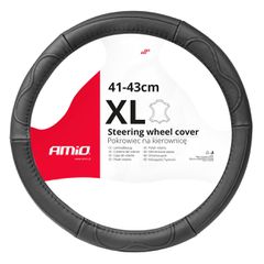 Amio - ΚΑΛΥΜΜΑ ΤΙΜΟΝΙΟΥ ΑΠΟ ΤΕΧΝΟΔΕΡΜΑ 41-43CM SWC-49-XL ΣΕ ΜΑΥΡΟ ΧΡΩΜΑ ΜΕ ΜΑΥΡΕΣ ΡΑΦΕΣ - 1 ΤΕΜ. (03553/AM)