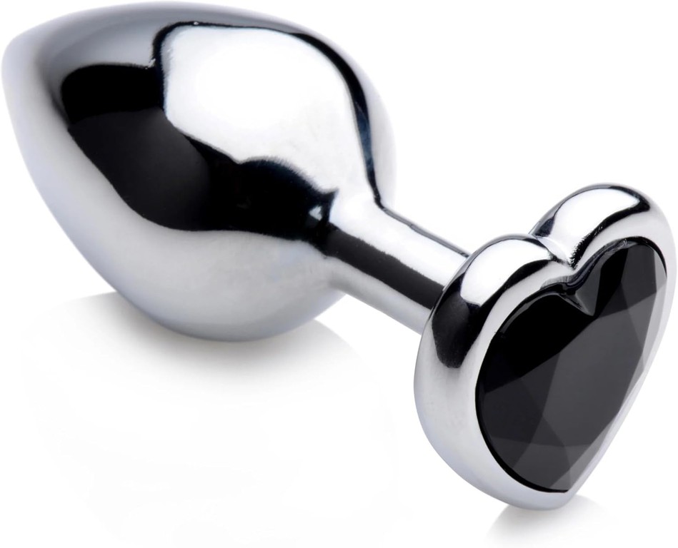 Butt Plug With Diamond Heart Black Large