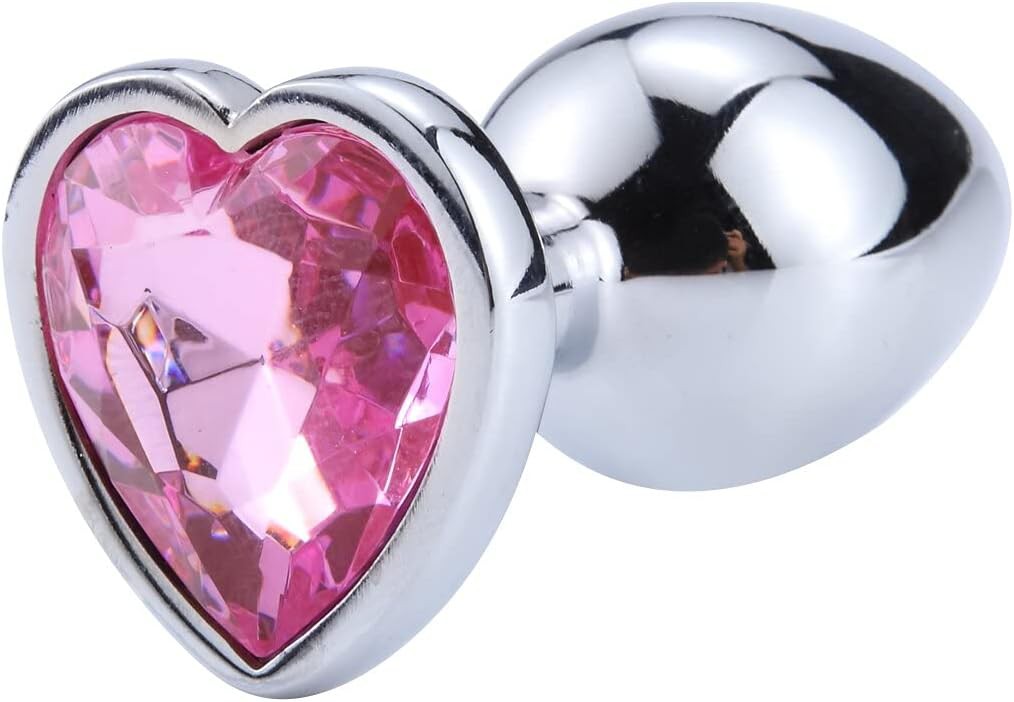 Butt plug with diamond  heart pink Medium