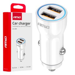 Amio - ΦΟΡΤΙΣΤΗΣ ΑΝΑΠΤΗΡΑ 12/24V ΜΕ 2 ΘΥΡΕΣ 2xUSB 10.5W 5V/2.1A ΛΕΥΚΟΣ - 1 Τεμ. (03879/AM)