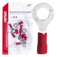 Amio - ΦΙΣΑΚΙΑ ΔΑΧΤΥΛΙΔΙ ΚΟΚΚΙΝΑ RV1.25-6 / 6.5mm - 10 ΤΕΜ. (03078/AM)