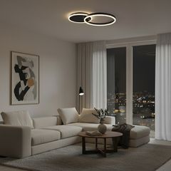 Φωτιστικό Οροφής LED 45W 4500lm 360° AC 220-240V IP20 Ρυθμιζόμενο Λευκό CCT με Χειριστήριο από 2700K έως 6000K Dimmable - Lumileds SMD Chip - Μαύρο Ματ - Μ60 x Π40 x Υ7.5cm - 3 Χρόνια Εγγύηση
