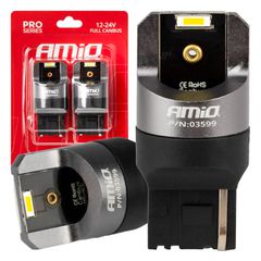 Amio - ΛΑΜΠΑΚΙΑ W21W 12/24V 6.000K 2SMD LED FULL CAN-BUS ΛΕΥΚΑ PRO SERIES - 2 Τεμ. (03599/AM)