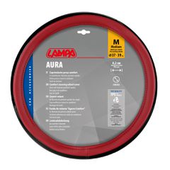 Lampa - Κάλυμμα Τιμονιού AURA (M) 37/39cm Μαύρο ένθετο με γυαλάδα / Κόκκινο άοσμο μαλακό Skeentex - 1 τεμ. (L3290.9)