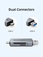 CABLETIME card reader CT-ACSD3-AG, SD/micro SD, USB/USB-C, 5Gbps, γκρι-thumb-3
