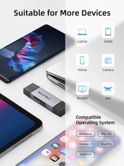 CABLETIME card reader CT-ACSD3-AG, SD/micro SD, USB/USB-C, 5Gbps, γκρι-thumb-9