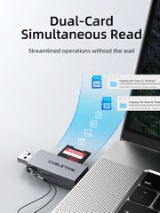 CABLETIME card reader CT-ACSD3-AG, SD/micro SD, USB/USB-C, 5Gbps, γκρι-thumb-5