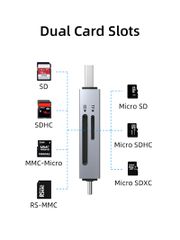 CABLETIME card reader CT-ACSD3-AG, SD/micro SD, USB/USB-C, 5Gbps, γκρι-thumb-4