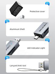 CABLETIME card reader CT-ACSD3-AG, SD/micro SD, USB/USB-C, 5Gbps, γκρι-thumb-7