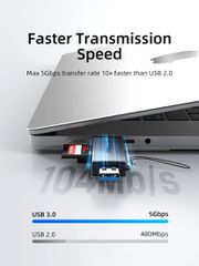CABLETIME card reader CT-ACSD3-AG, SD/micro SD, USB/USB-C, 5Gbps, γκρι-thumb-1
