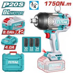 Μπουλονόκλειδο TOTAL Μπαταρίας Li-ion 20V / 1750Nm με 2 Μπαταρίες 8Ah Επαγγελματικό ( TIWLI20175E )