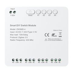 Μονάδα διακόπτη 4 καναλιών ZigBee με επαφή χωρίς τάση DC 32V Avatto ZWSMMD-4-32V