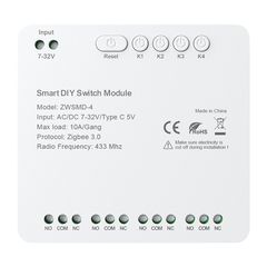 Μονάδα διακόπτη 4 καναλιών ZigBee με επαφή χωρίς τάση DC 32V Avatto ZWSMMD-4-32V