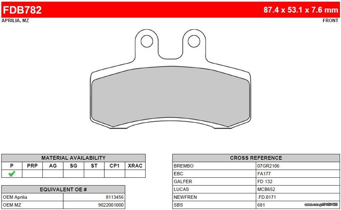 ΛΥΡΗΣ FERODO ΤΑΚΑΚΙΑ ΕΜΠΡΟΣ ΓΙΑ APRILIA PEGASO 650 1991-1995, FDB782P 