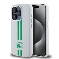 Lacoste Stripes Hard Case Θήκη προστασίας από Liquid σιλικόνη για iPhone 15 Pro Πράσινο/Λευκό