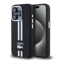 Lacoste Stripes Hard Case Θήκη προστασίας από Liquid σιλικόνη για iPhone 15 Pro Μαύρο
