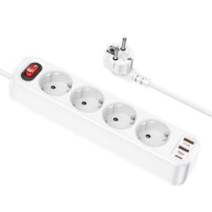 Hoco Πολύπριζο 4 Θέσεων με 2 USB-A, 3 USB-C, Διακόπτη και Καλώδιο 1.8m