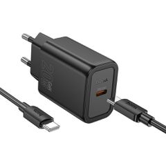 HOCO (N60) Φορτιστής USB-C και Καλώδιο USB-C - Lightning 20W Power Delivery / Quick Charge 3.0 - Μαύρο